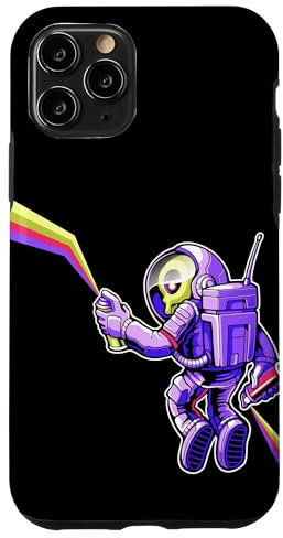Hülle für iPhone 11 Pro Case Astronaut Alien Graffiti Draw Schwarz Funky Psychedelic