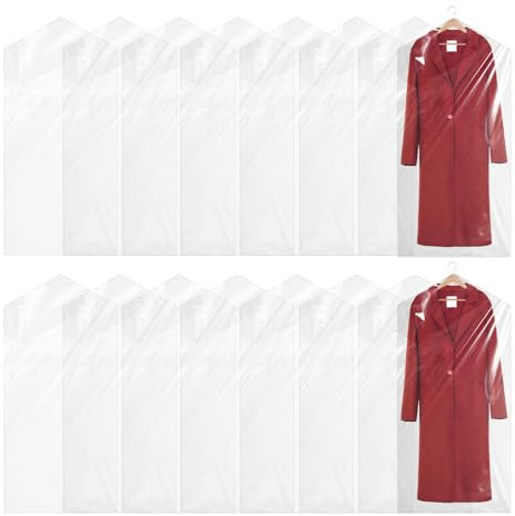 15 Pack Plastic Garment Bags for Hanging Clothes 60x100 cm Clear Suit Covers Dry Cleaning Bags Dust-proof Clothing Protector Covers for Closet Storage Clothing Stores Travel