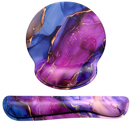 Dapesuom Keyboard Wrist Rest and Mouse Pad with Wrist Support, Memory Foam Wrist Rests for Keyboard and Mouse, Ergonomic Wrist Pad with Non-Slip Base, Purple Marble