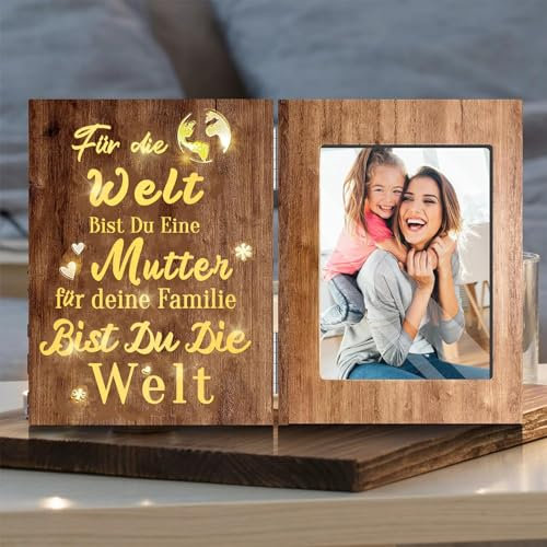ZJZG Geburtstagsgeschenk für Mama - Muttertagsgeschenke für Mutter - Beste Mama der Welt - Geburtstagsgeschenk für Frauen, Mutter Frau zum Ostern Muttertag Geburtstag Weihnachten - Led Bilderrahmen