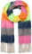 styleBREAKER Damen Web-Strickschal mit breiten bunten Streifen und dicken Fransen - Warmer Winter-Schal, mehrfarbig 01017160, Farbe:Neonpink-Grau-Dunkelblau-Gelb-Orange