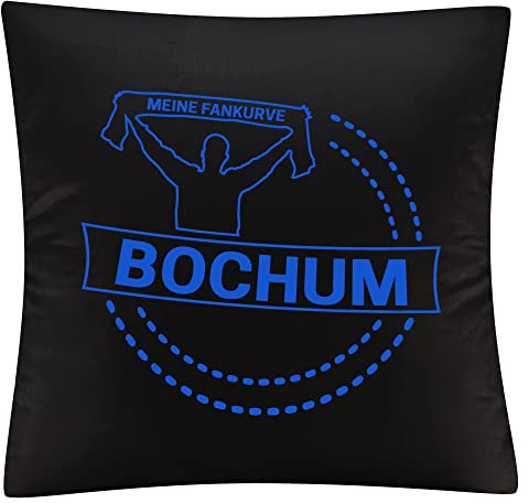 multifanshop Kissenbezug - Bochum - Meine Fankurve - Druck blau - Kissen Größe one Size schwarz