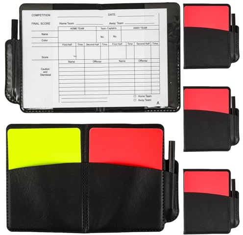 JUMPLAWN 4sätze Teiliges Schiedsrichter-Set Mit Und Gelben Karten Spielberichtsbogen Kugelschreiber Und Kartenhalter Für Fußballspiele Und Trainingseinheiten
