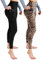 Leafigure 2er Pack Sport Leggings Damen High Waist Sporthose Damen Mit Taschen Gym Leggings Blickdicht für Sport Yoga Schwarze/Leopard SM