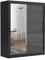 Brent - Kleiderschrank mit Spiegel und Schubladen 160cm Breit Chelsea Tomy, Schwebetürenschrank mit Spiegel, Schlafzimmerschrank, Kleiderschrank Schwarz Matt/Anthrazit Hochglanz