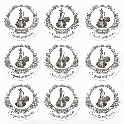 Pegatinas Saquito Perfumado Retro | Blíster de 9 unidades 3,5 cm | Diseño exclusivo vintage para decorar saquitos aromáticos