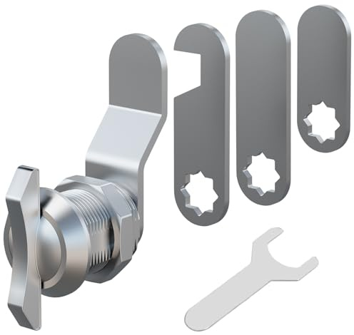 Schlüsselloses Nockenschloss, Universal Nockenschloss für Schränke, Daumenknaufschlösser, mit 4 Verschiedene Schlossplatten, Zinklegierung, für Briefkasten, Schubladen, Schrank, Schrank (20mm)