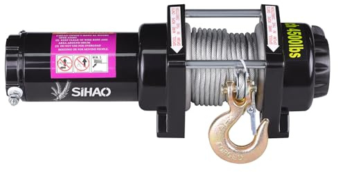 Elektrische Seilwinde 12V, 4500 lbs/2041 kg Motorwinde mit 10 m Stahlseil, Elektrische Winde für Quad Jeep SUV Anhänger Boot, inkl. Funkfernbedienung und Zubehör