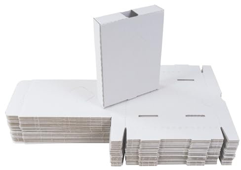 BURI 50 Kartons 185x135x35 mm Versandkarton Faltkarton Großbrief Pappkarton Warensendung Karton Versandmaterial Box Verpackungsmaterial Versandkartons Verpackungskartons weiß Faltschachtel aus Pappe