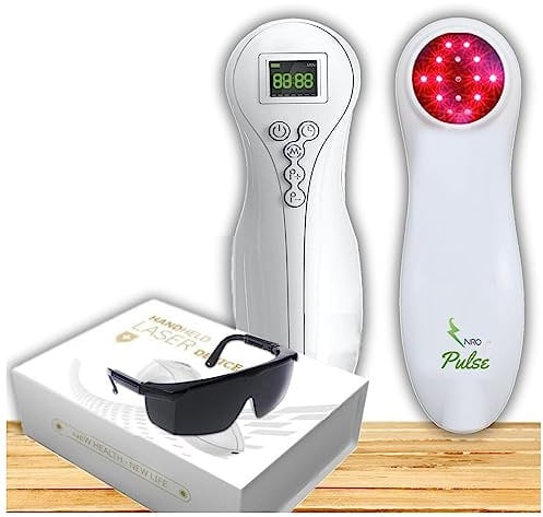 NRO® 2022 600mW CE-UK/EU Certified Cold Laser Therapy Pain Relief Device LLLT Red Light Portable Handheld Unit for Men,Women and Pets 12x650nm+3x808nm and Pulse Feature
