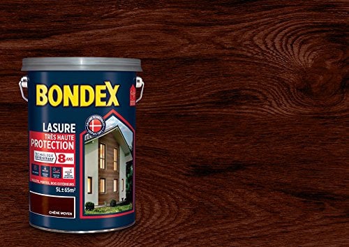 Lasure Haute Protection 8 Ans, Bondex - Chêne Moyen Satin, 5L