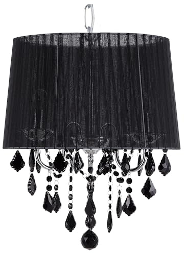 Beliani Hängelampe in Glamour Stil Polybaumwolle/Acryl schwarz Evans