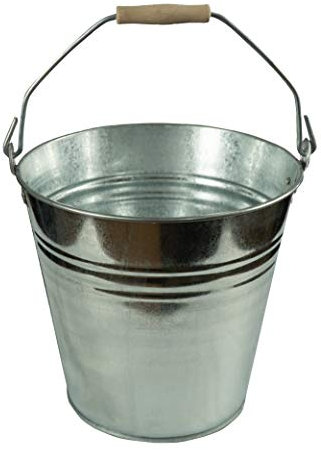 HRB Zinkeimer, hochwertig 12 Liter mit Holzgriff, Ascheeimer