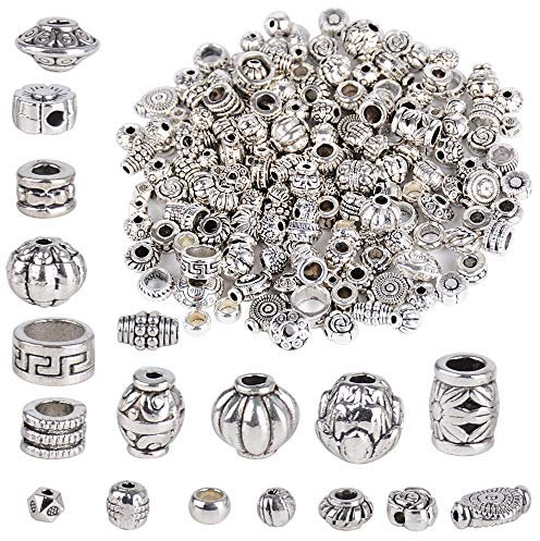 100g Zwischenperlen Metall Metallperlen Perlenkappen Perlen für Armbänder zum Basteln Bastelperlen Set mit Loch zum Auffädeln Schmuckzubehör (Stil D)