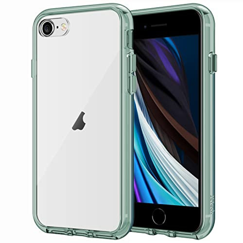 JETech Case for iPhone SE 3/2 (2022/2020 Edition), iPhone 8/7, 4.7-Inch, Non-Yellowing Shockproof Phone Bumper Cover, Anti-Scratch Clear Back (Midnight Green)