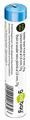 Goobay 40843 - Estaño para soldar sin plomo; ø 1,0 mm, 17 g de soldadura de marca respetuosa con el medio ambiente con un contenido de plata (Ag) de 0,3%
