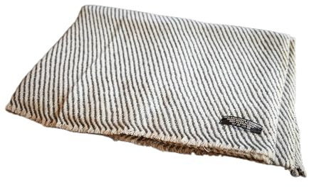 yanopurna Unisex-Kaschmirschal – handgewebte Stola aus Kaschmirwolle – Streifenmuster, warmer Wickelschal, Halstuch, Kopfwickel-Kaschmirschal für Damen und Herren - Hergestellt in Nepal (Grau)