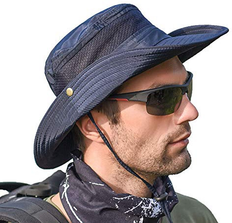Lanly Sonnenhut Unisex Herren Damen Safari Hut UV Schutz Faltbar Wanderhut Gartenhut Sommerhut Outdoor Fischerhut Buschhut (Navy)