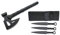 Survival Set Tomahawk + Wurfmesser Expendables Kunai - Throwing Knife - schnelles Werfen Messer schwarz Edelstahl - Trainingsmesser - Gürtelmesser - Hunting Knife - axt mit Holster aus Nylon, schwarz