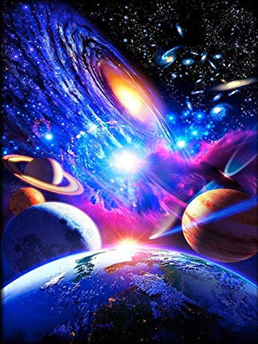 Bimkole DIY 5D Diamond Painting Zubehör Sternenklarer Himmel, Universum Planet Diamant Malerei Kit Voll Runde Bohrer Malen nach Zahlen Malerei Stickerei Kreuzstich Diamond Dekoration, (30x40 cm)