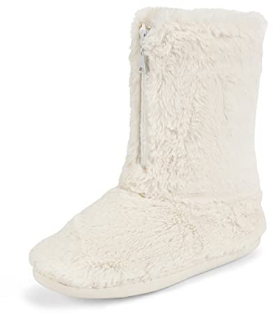 Polar Pantofole da stivale di lusso da esterno con cerniera in gomma sintetica rivestita in pelliccia sintetica da donna - Crema - 39