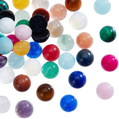SUPERFINDINGS 46 Stück natürliche Edelsteine Cabochons 6 mm halbrunde Cabochon Perlen Stein 23 farbige Flatback Quarz Kristall Cabochons für Armband Halsketten Schmuckherstellung