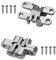 2 Pieces Concealed Cross Hidden Hinges for Cabinet Cupboard Wooden Box, 180 Degree Invisible Folding Door Hinge, Silver, Zinc Alloy and Stainless Steel