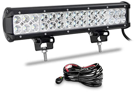 Willpower LED-Lichtleiste, 38.1 cm (15 Zoll), 90 W, Flutlicht, Kombi-Strahler, LED-Stange 12 V 24 V, mit Kabelbaum, Off-Road-Fahrlicht, wasserdicht, Nebelscheinwerfer, SUV, ATV