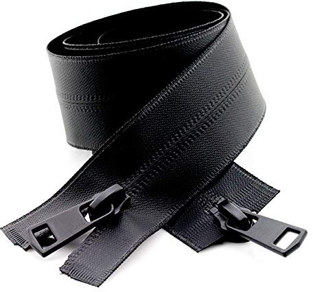 5# nylon Cerniere 60-150cm Doppio-cursori cerniera impermeabile di plastica Zipper Nero, 75cm