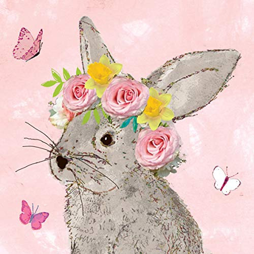 20 Servietten Hase mit Rosenschmuck | Tiere | Ostern | Tischdeko 33x33cm
