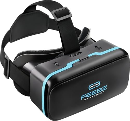 VR Headset Compatible with iPhone & Android 4.5-6.5 + Built-in Button | Virtual Reality Goggles for 4.7”-6.3” Cell Phone - Best Set Glasses | Gift for Kids and Adults for 3D Gaming and VR Videos