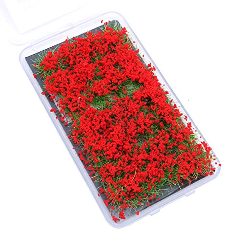 Tierney Flower Grass Tufts Juego de Mesa de Arena, Kit de Modelo de Terreno, racimo de Flores de arbusto,Miniatura, Modelos temáticos de Mesa de Arena, Modelo de Paisaje - Arbusto Rojo