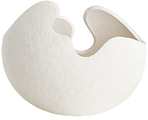 Keramik-Blumenvase, dekorativer Eierschalen-Behälter, Schilfrohr-Diffusor, Blumenvasen für Heimdekoration, Tafelaufsätze (weiß) (Größe : L)