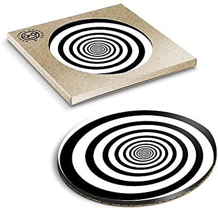 1 x Eco Boxed Cork Coasters - Black & White Optical Illusion Drink Cup Mug Glass Table Mat #14505