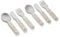 MiaMia Kinder und Baby Besteck Set - sicheres, geprüftes und lebensmittelechts Babybesteck aus Edelstahl mit handlichen Griffen - Creme Weiß (ab 18 Monate (6 Teile))