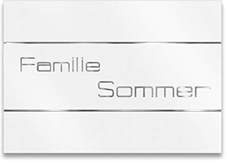 Metzler Edelstahl Namensschild Sommer in weiß - Wetterfest & Massiv - Rostfrei & UV-Beständig - Individuelle Beschriftung - Größe: 21,5 x 15 cm