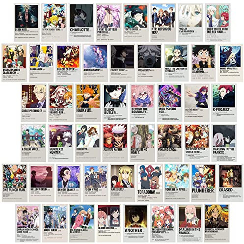 ZPPLD Anime Wandcollage Set,Wall Collage Kit,50 Stück ästhetisches Bild,Anime Poster Kunstposter für Wohnheim-Dekor, Wandkunstdrucke für VSCO Mädchen Jungen… (Anime Film-A)