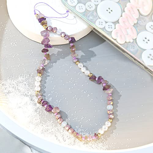 Kristall Stein Perle Handykette Perlen Kette Telefon Charm Strap Mobile Phone Beads Lanyard Handgelenkkette Mobile Phone Chain Wrist Bracelet Phone Charm Strap Cord Lanyard Telefon Anhänger,Violett