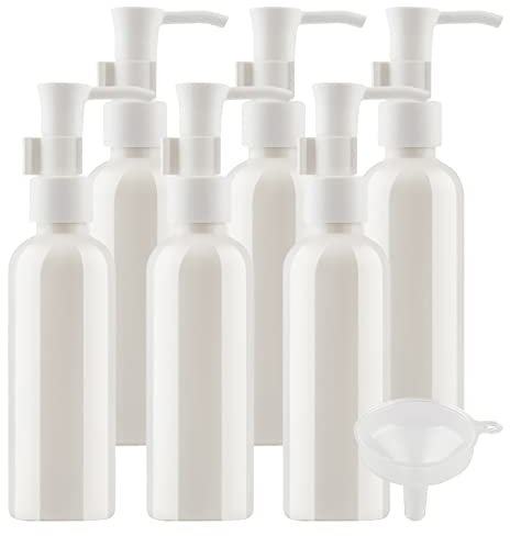 TIANZD 6 Pièces 100ml Blanc Distributeur en Plastique de Bouteilles Vides avec Pompe Blanc pour Cosmétique Huile Démaquillante Savon Lotion Gel Huile Essentielle Voyager