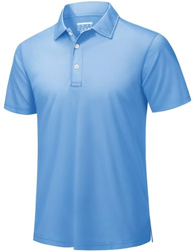 TACVASEN Polo Shirts Mens Casual Summer Golf Polo Shirt Short Sleeve Breathable Quick Dry Work Tee Top Sky Blue,2XL