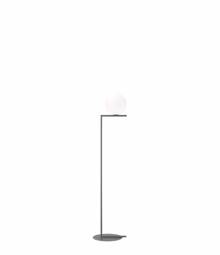 Flos Standleuchte IC Lights Floor 1 aus Messing Chromstahl und Opalglas in der Farbe Black 60W, Maße: Fußdurchmesser: 27,5cm x Höhe: 114,5cm, Kugeldurchmesser: 20cm, F3173030