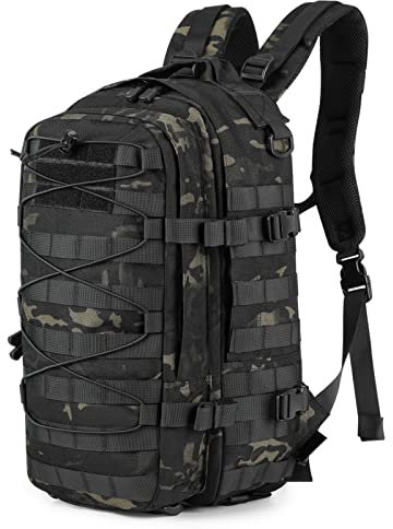 HUNTVP 20L Taktischer Rucksack Militär Daypack Wasserabweisend MOLLE Klein Reiserucksack Bundeswehr Sportrucksack Radrucksack für Herren Damen Fitness Radfahren Outdoor, Camo