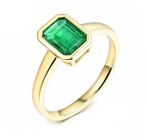 AMDXD Ring Damen Gold 750, Smaragd Labor Erstellt Smaragd 1.53ct Solitärring Hochzeit Ringe Echtschmuck, Gr.60 (19.1)