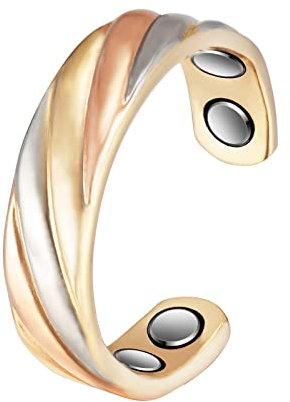 MagCopper Modischer Damenring in 3 Farben, Gold, Silber, Rotgold, Kupfer, Magnetring, verstellbare Größe, weiblicher Magnetschmuck