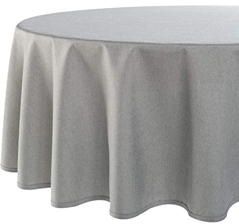 Tischdecke Wien Home, Moderne Tischwäsche mit Fleckschutz für das ganze Jahr, grau, 160 cm rund