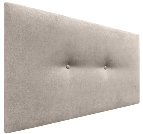 DHOME Testata in Similpelle o Tessuto Acualine Liscio con Bottoni Rivestiti in ALTA GAMMA Testata Letto di Lusso Imbottita Moderna (Tessuto Beige, 90x50cm (Letti 80/90))