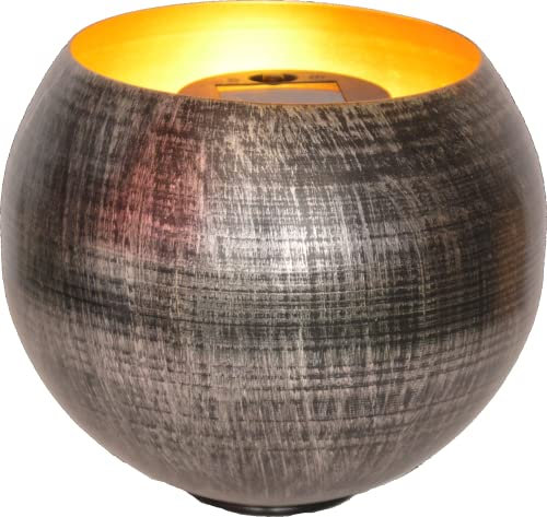 Seasonals - Solar - Deko-Kugel Firey, Silber, Stimmungsleuchte, 18 cm Durchmesser, aus Metall, mit wahlweise Erdspiess oder mit Unterlegring