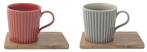 Easy Life COFFRET 2 MUGS 38CL EN PORCELAINE AVEC SOUCOUPE ACCACIA TAKE A BREAK
