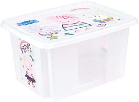 keeeper Peppa Wutz Aufbewahrungsbox mit Deckel, Dreh- und stapelbar, Für Kinder, 15 l, Karolina, Natural Transparent