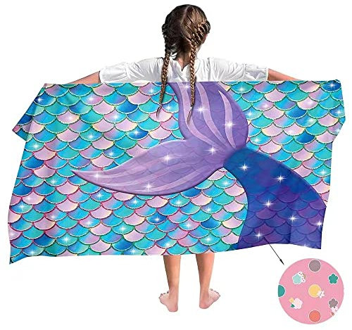 Ulticool Mikrofaser Kinder Handtuch 140 x 70 cm - Meerjungfrau Einhorn - Leicht Reisehandtuch Schnelltrocknend Badetuch Strandhandtuch Microfaser Microfiber - Reise Strand Sport Kind Mädchen